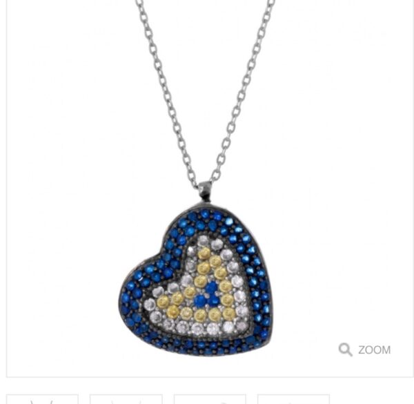 Sterling silver 925 heart evil eye necklace
