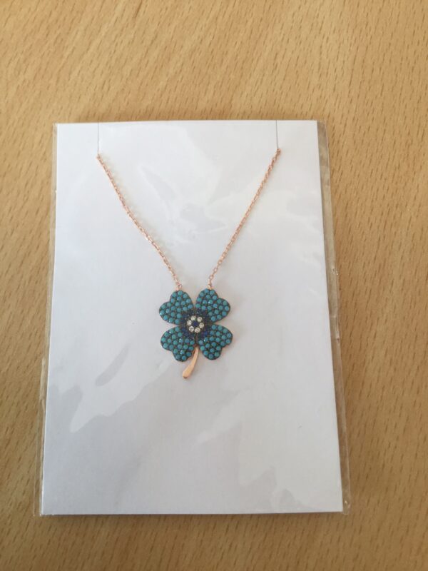Sterling silver turquoise flower necklace rose gold