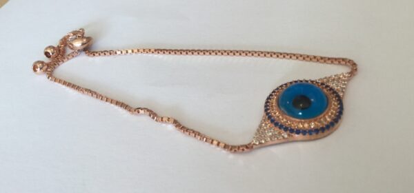 New modern sterling silver 925 rose gold plated evil eye bracelet - Image 3