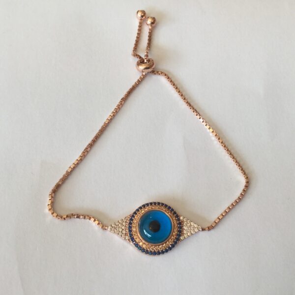 New modern sterling silver 925 rose gold plated evil eye bracelet