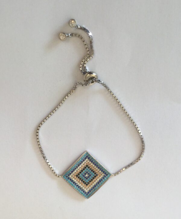Sterling silver 925 evil eye square design bracelet