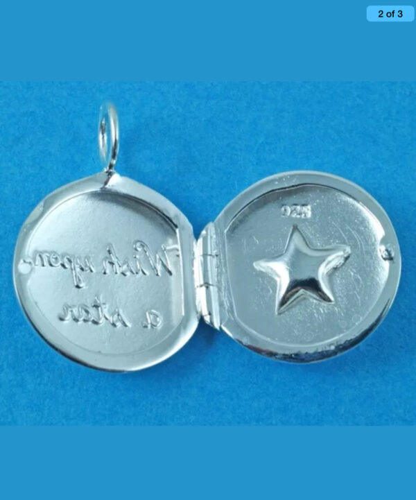 Sterling silver 925 round locket wish upon a star engraved - Image 3