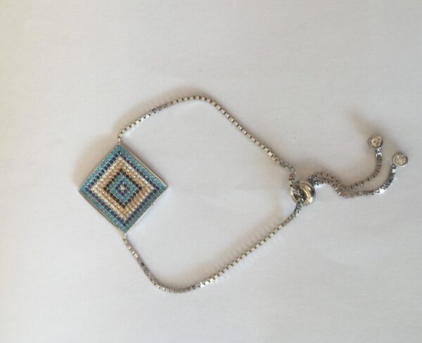 Sterling silver 925 evil eye square design bracelet - Image 3