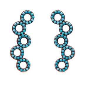Sterling silver 925 infinity Design earcuff pin with turquoise stones