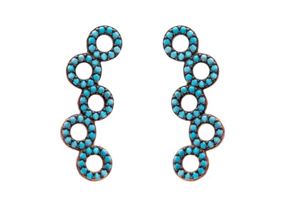 Sterling silver 925 infinity Design earcuff pin with turquoise stones