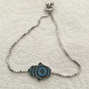 Sterling silver 925 Hamsa hand adjustable bracelet
