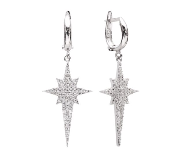 Sterling silver 925 long dangle star earrings