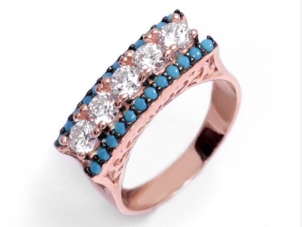 Sterling silver 925 ring with nano turquoise stones size 8 Uk q