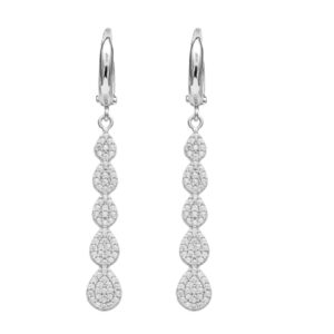 Sterling silver 925 long dangle earrings with cubic zirconia stones