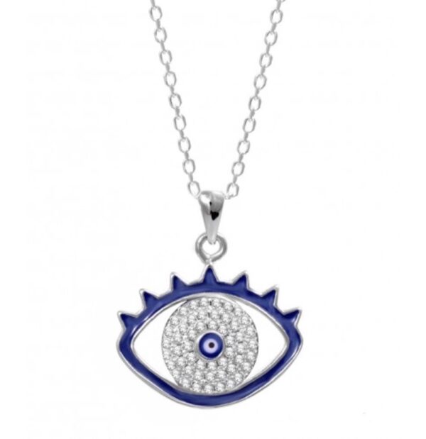 Sterling silver 925 fancy evil eye necklace