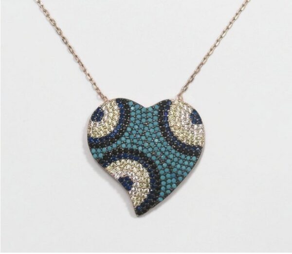 Sterling silver 925 heart evil eye necklace