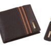 Men’s storm wallet set with key ring in brown faux leather - Image 3