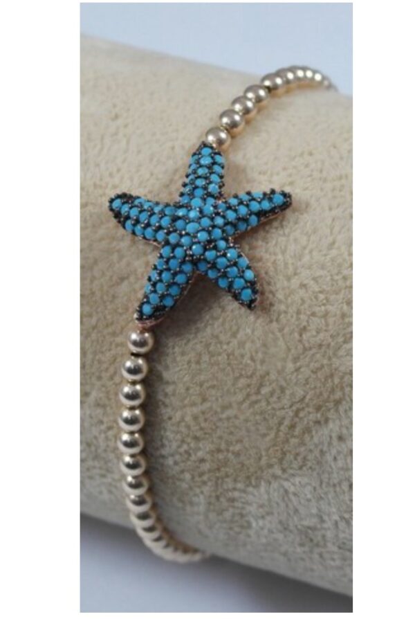 Sterling silver 925 starfish bracelet with turquoise stones - Image 3