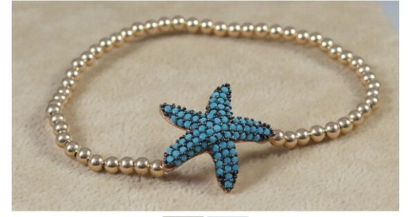 Sterling silver 925 starfish bracelet with turquoise stones