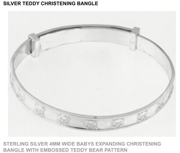 Sterling silver 925 baby bangle with teddy bears on expandable