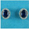 Sterling silver 925 blue sapphire and clear cz stud earrings