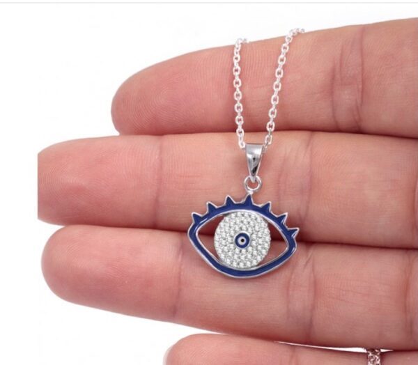 Sterling silver 925 fancy evil eye necklace - Image 3