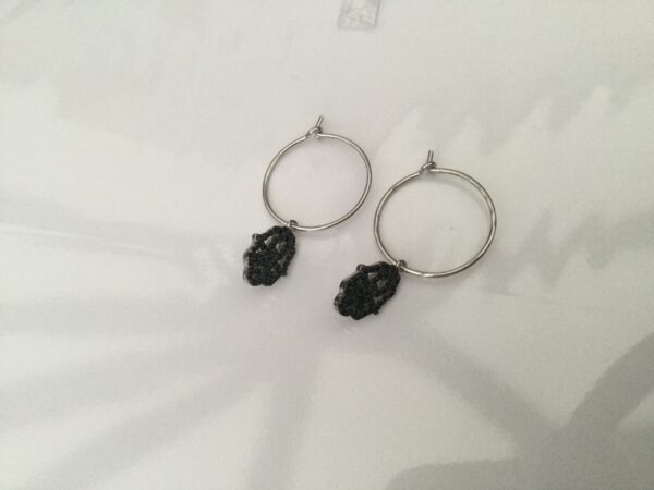 Sterling silver Hamsa hand dangle hoop earrings in silver - Image 3