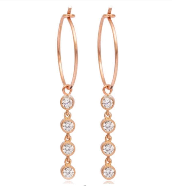 Rose gold plated 925 sterling silver hoop earrings with cz drops