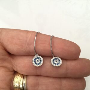 Sterling silver 925 evil eye hoop earrings