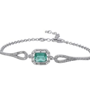 Sterling silver 925 paraiba baguette cut & CZ bracelet