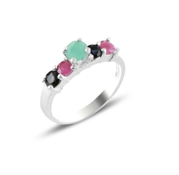 Sterling silver 925 natural five stone ring