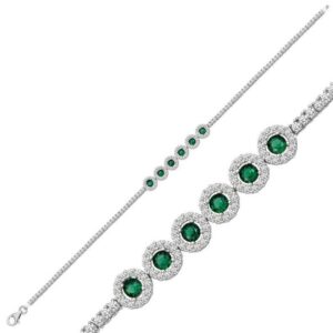 Sterling silver 925 CZ tennis bracelet with emerald CZ stones