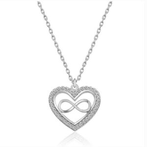 Sterling silver 925 heart infinity necklace with CZ stones